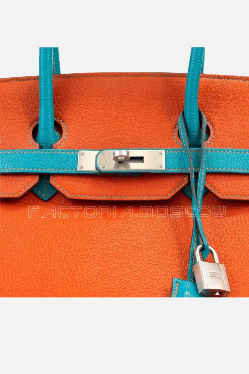 Hermès HSS Birkin 35 Chevre Colour Blue Zanzibar/Orange PHW