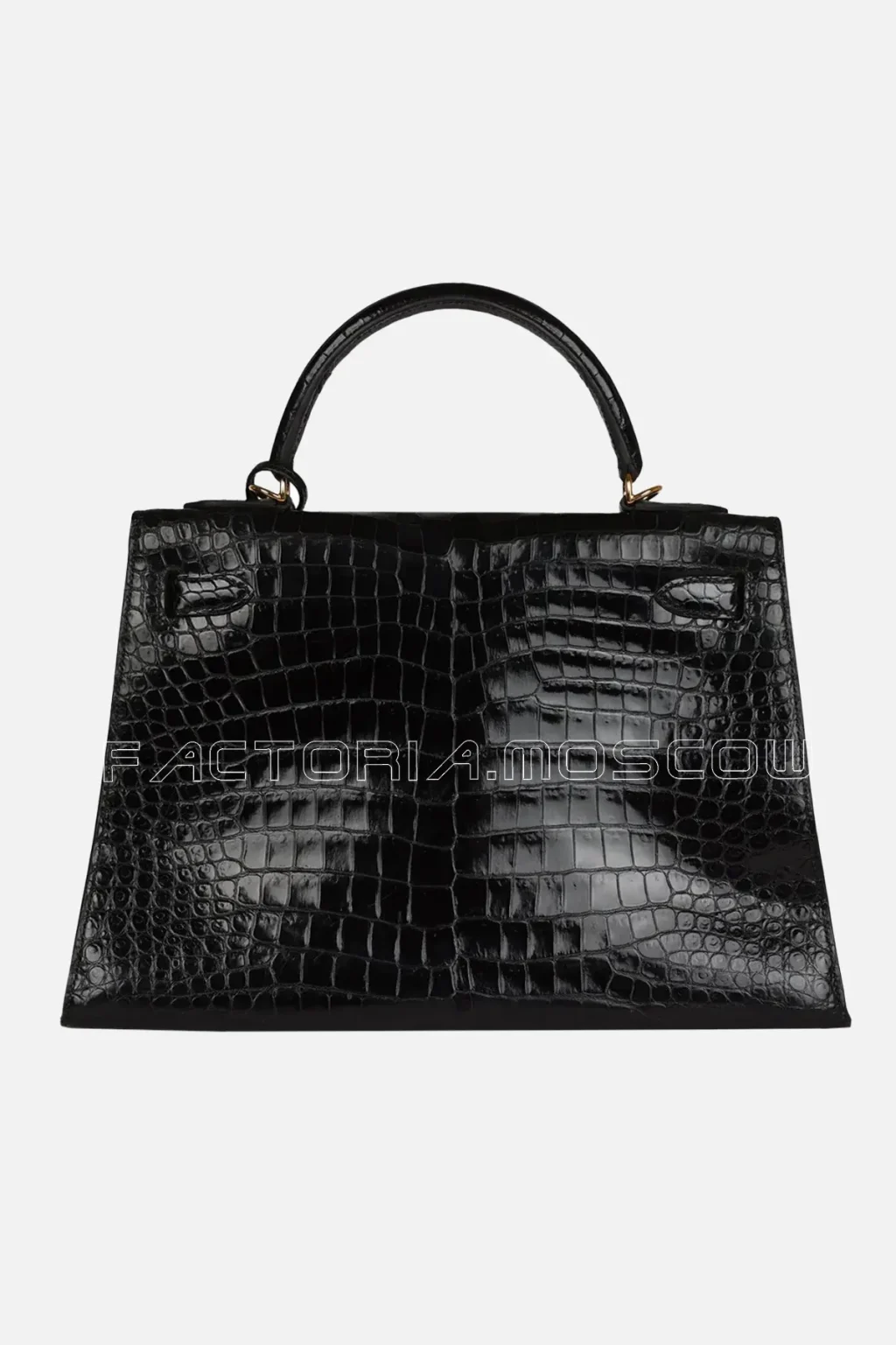 Hermès Kelly Sellier 32 Black Shiny Porosus Crocodile GHW