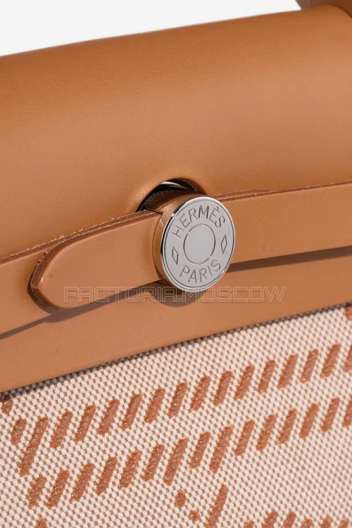 Hermès Herbag 31 Zip Toile/Vache Hunter Sable Naturel/Écru PHW