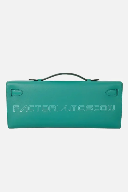 Hermes Kelly Cut Clutch Bag Vert Verone Swift PHW