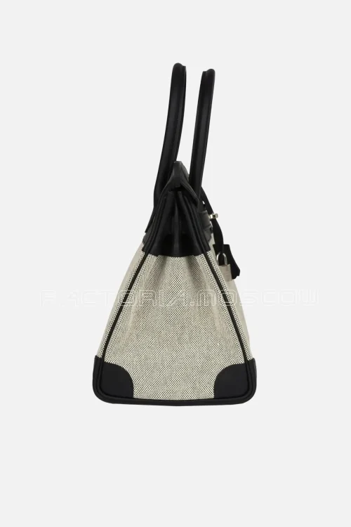 Hermès Birkin 30 Black Swift and Ecru Toile PHW