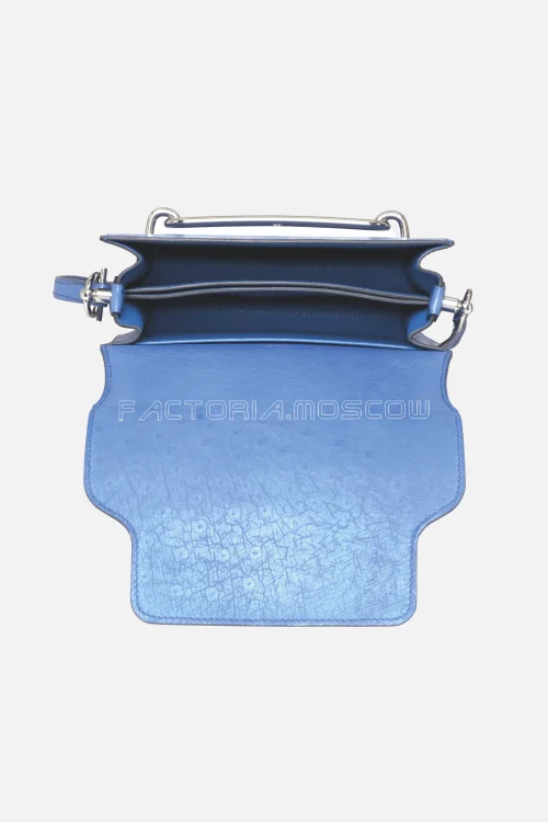 Hermès Mini Roulis 18 Blue Mykonos Ostrich PHW