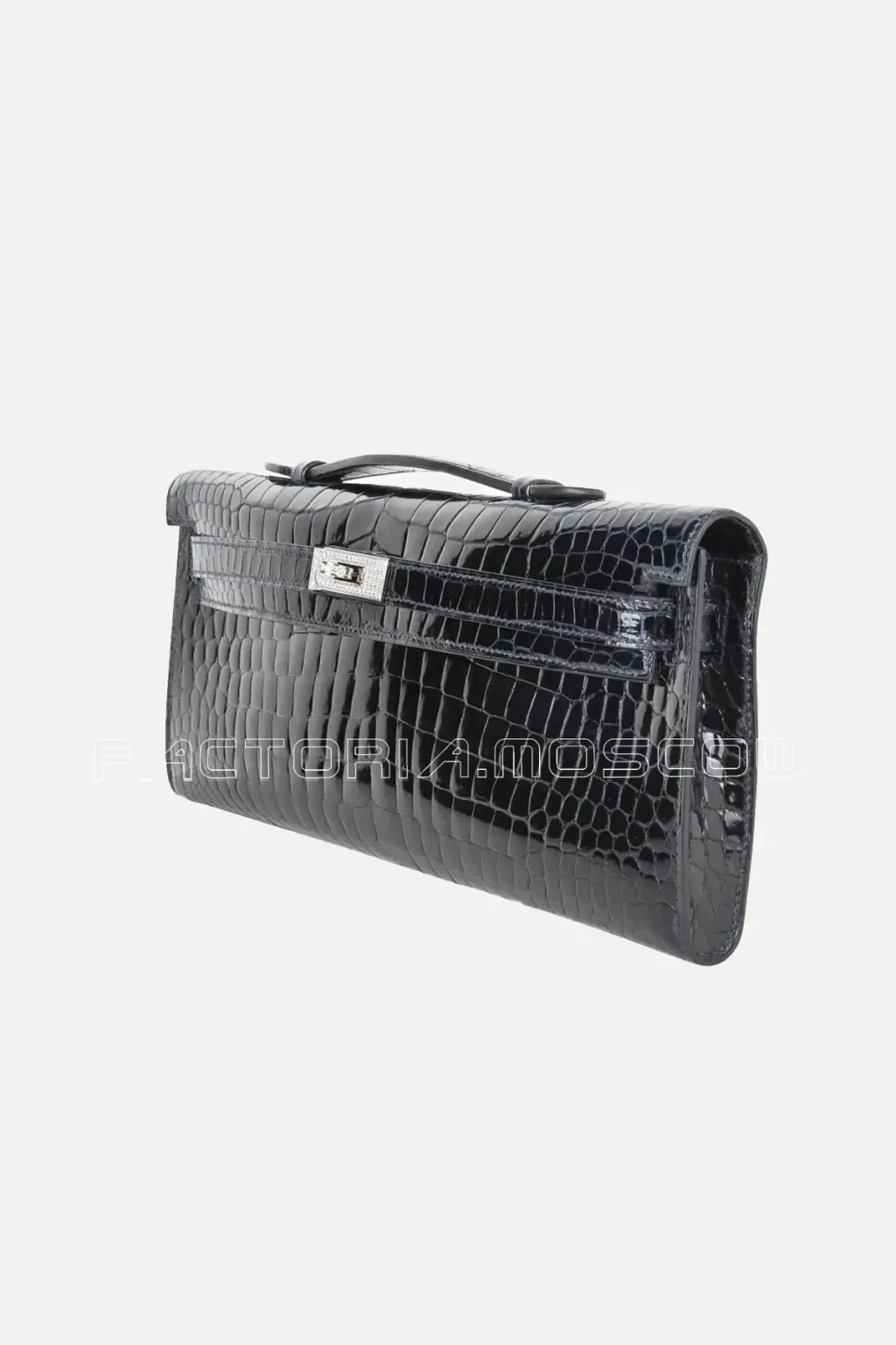 Hermes Kelly Cut Clutch Crocodile Blue Marine Hardware Diamond