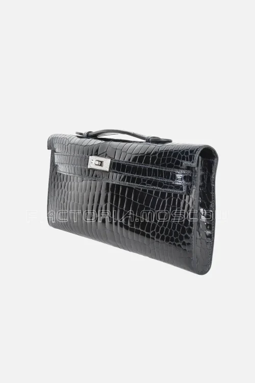 Hermes Kelly Cut Clutch Crocodile Blue Marine Hardware Diamond