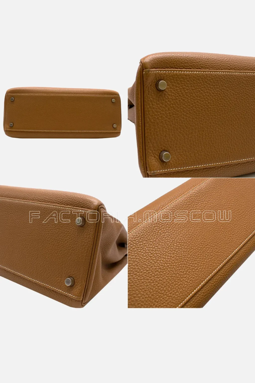Hermes Kelly Retourne 32 Togo Colour Gold White Contrast Stitching And PHW