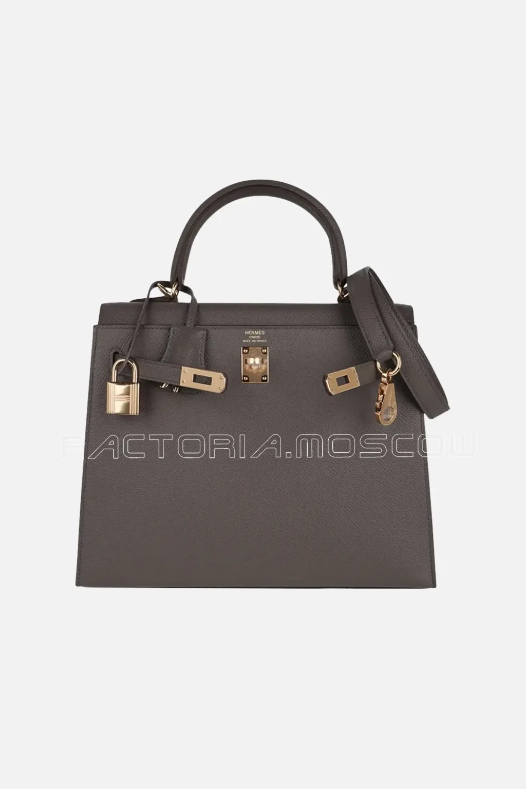 Hermes Kelly Sellier 25 Bag Etain GHW Epsom Leather