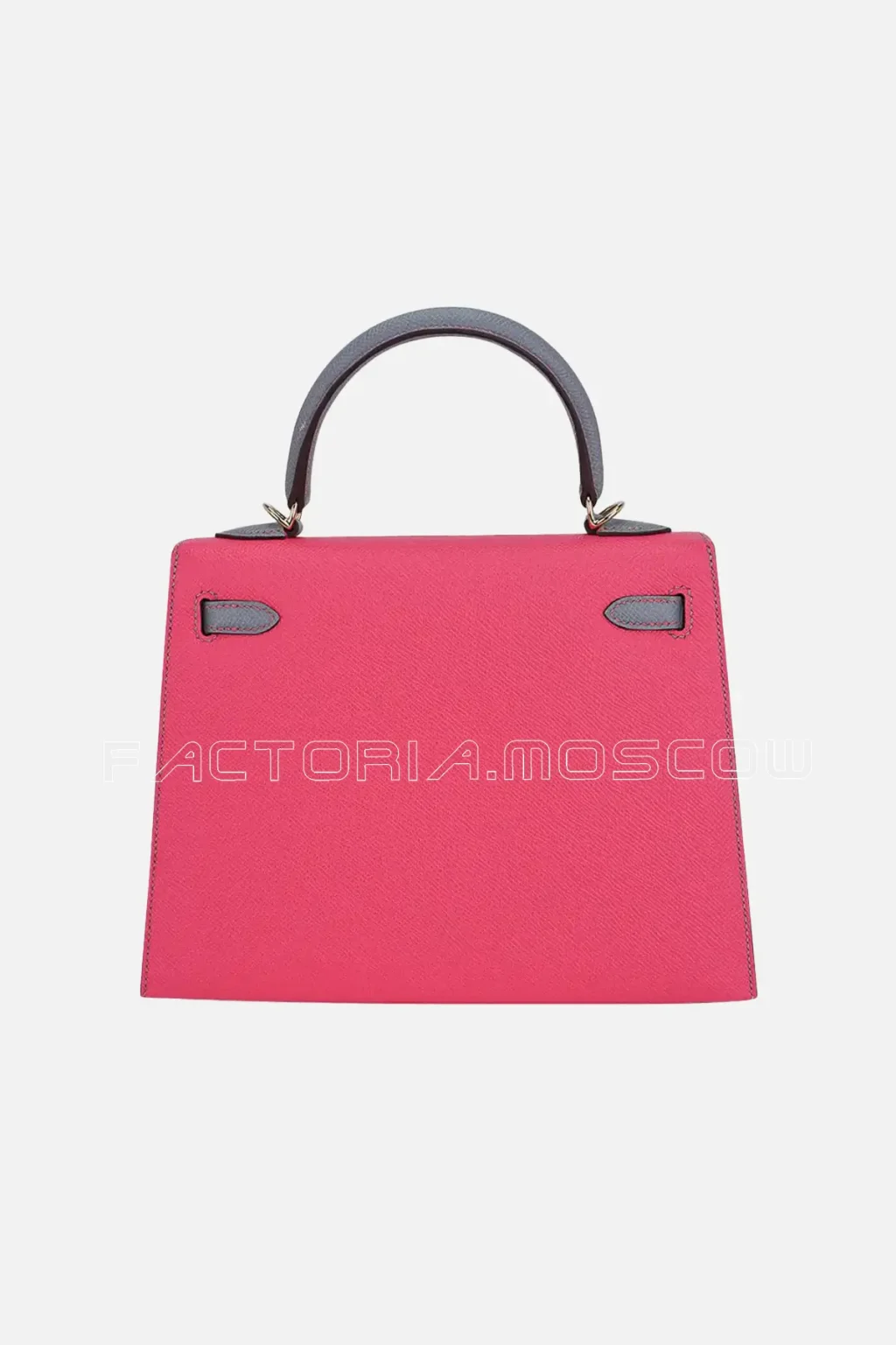 Hermes HSS Kelly Sellier 25 Bag Rose Azalee/Gris Mouette Epsom Leather Permabrass Hardware