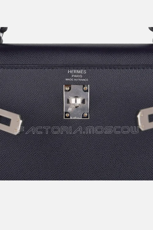 Hermes HSS Kelly Sellier 25 Bag Bleu De Minuit & Etrusque Veau Madame Leather PHW
