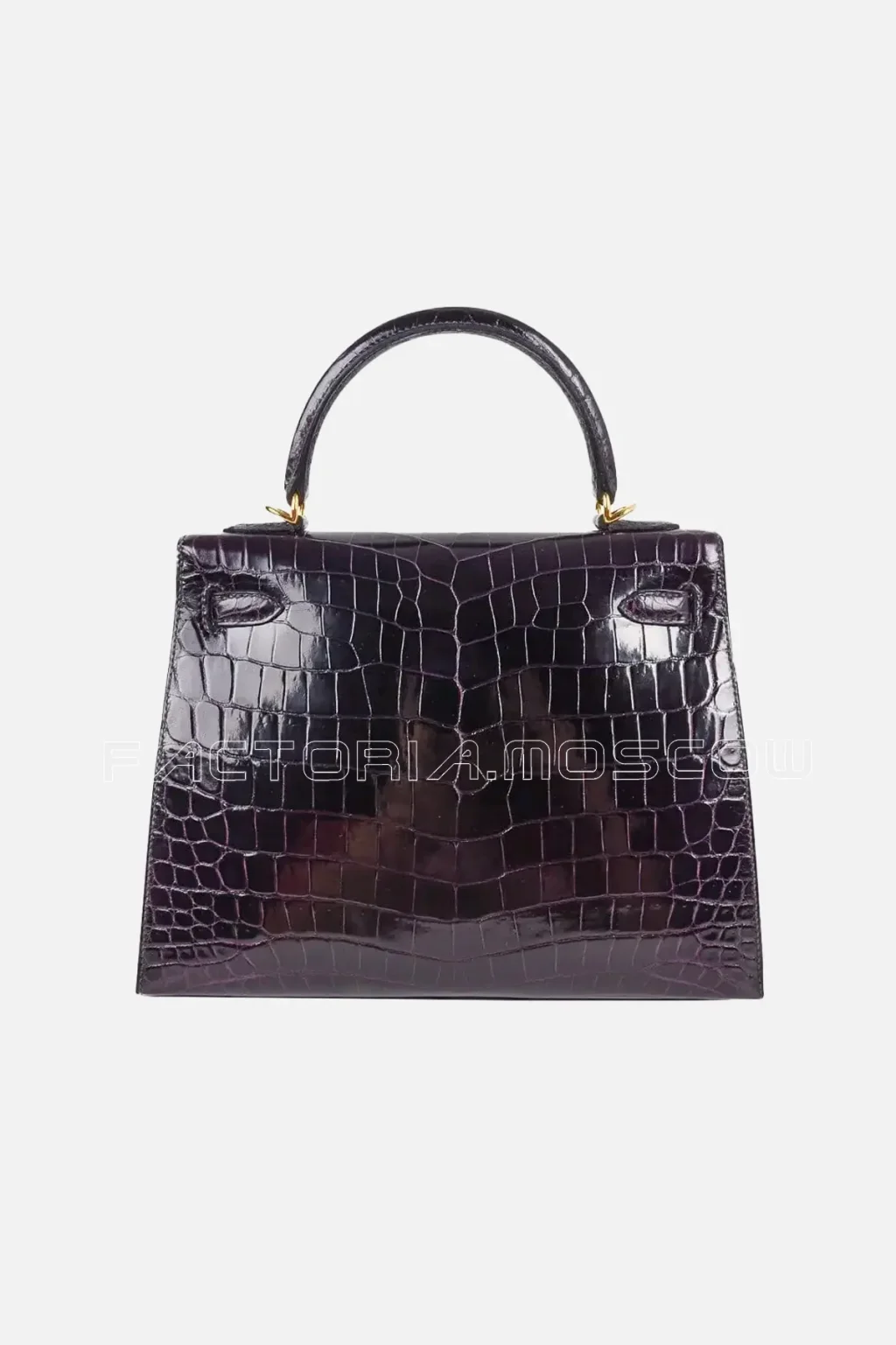 Hermes Kelly Sellier 25 Bag Sellier Crocodile Prunoir GHW