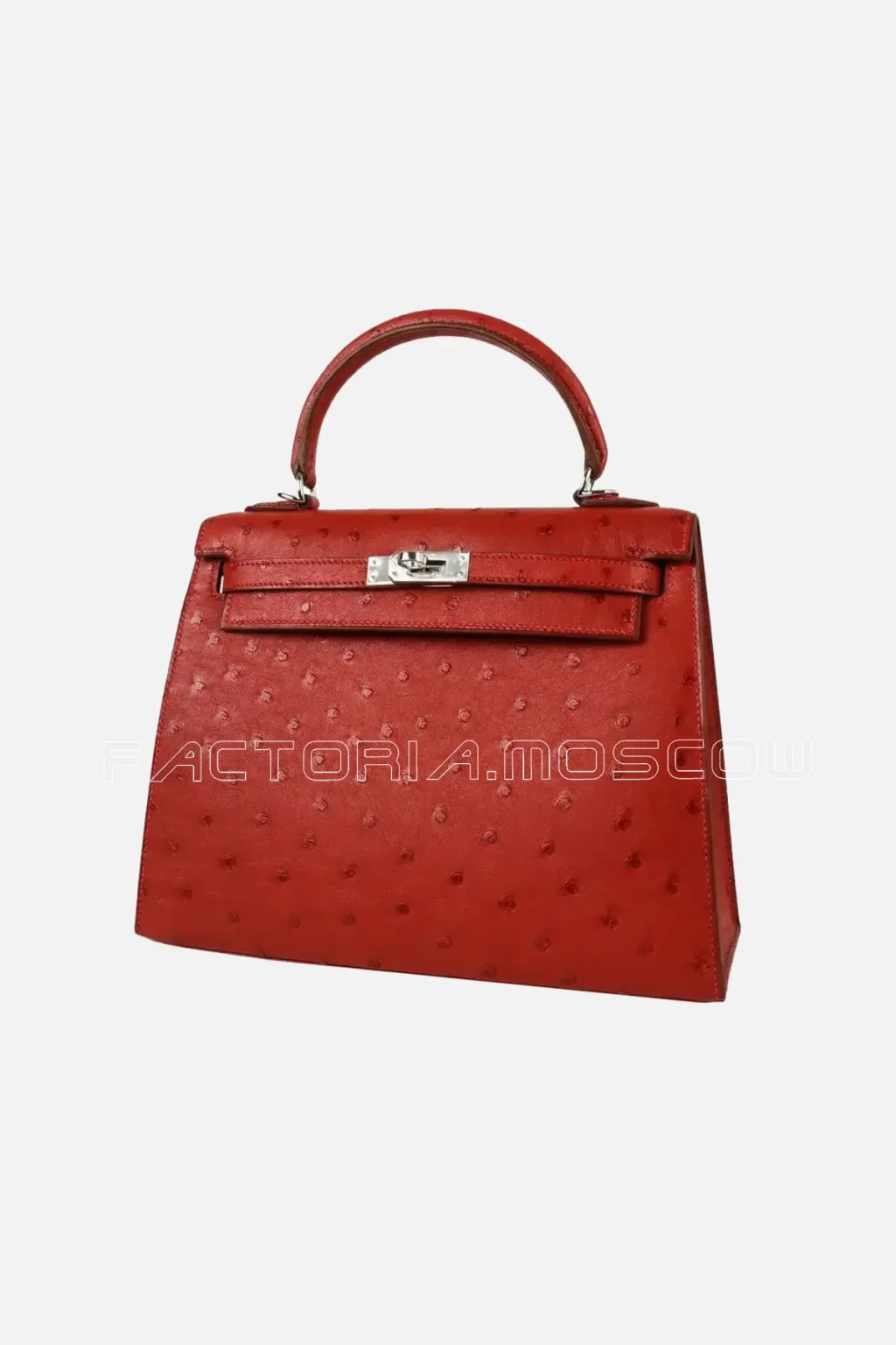 Hermes Kelly Sellier 25 Bag Ostrich Rouge Vif PHW