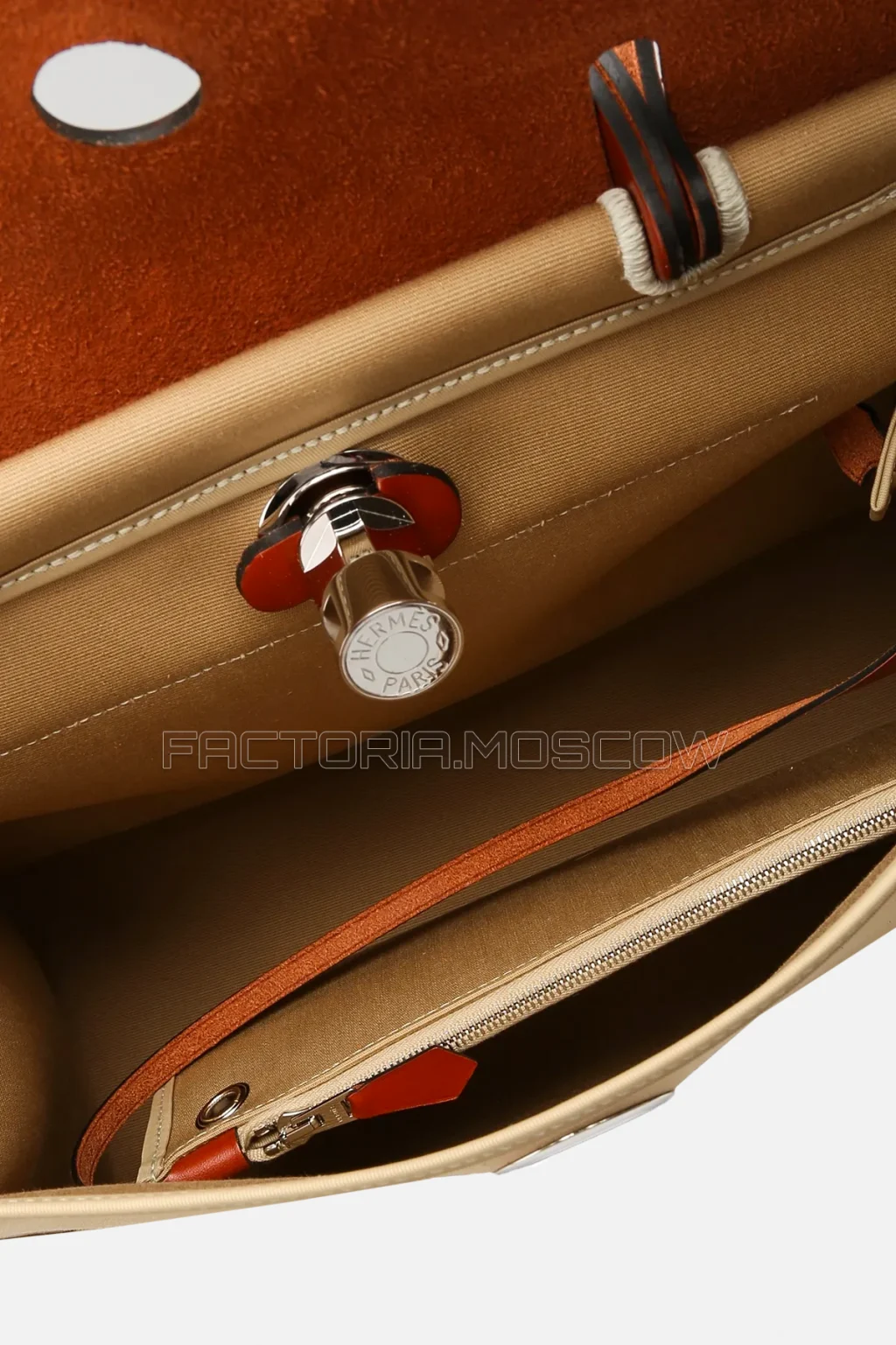 Hermes Herbag Zip Trench Toile/Hunter Cowhide PHW