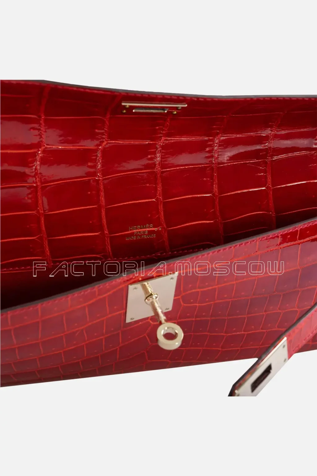 Hermes Kelly Cut Geranium Shiny Niloticus Crocodile PHW