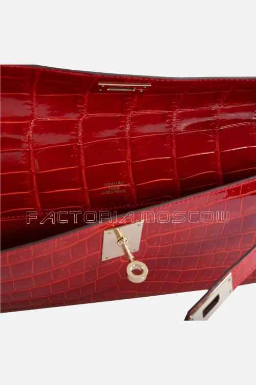 Hermes Kelly Cut Geranium Shiny Niloticus Crocodile PHW