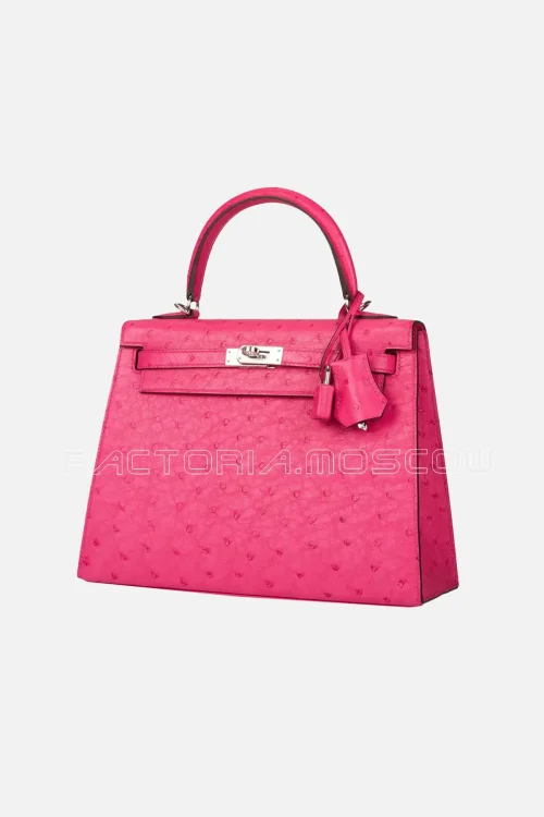 Hermes Kelly Sellier 25 Ostrich Colour Rose Tyrien PHW