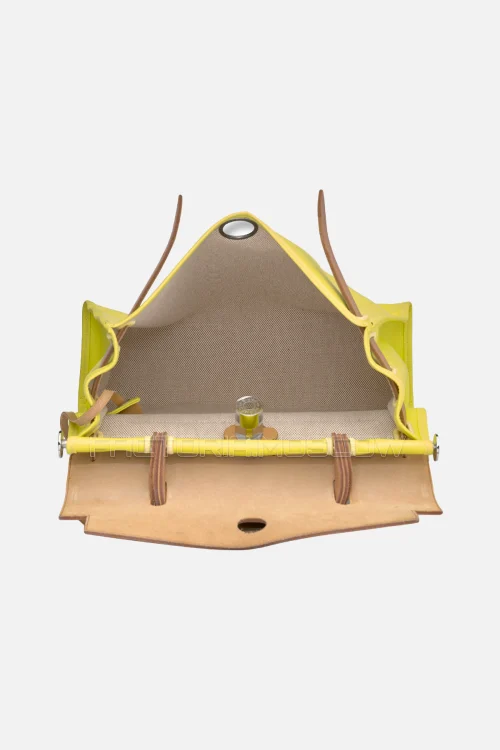 Hermès Herbag 31 Zip Sable Vache Hunter/Lime Canvas PHW