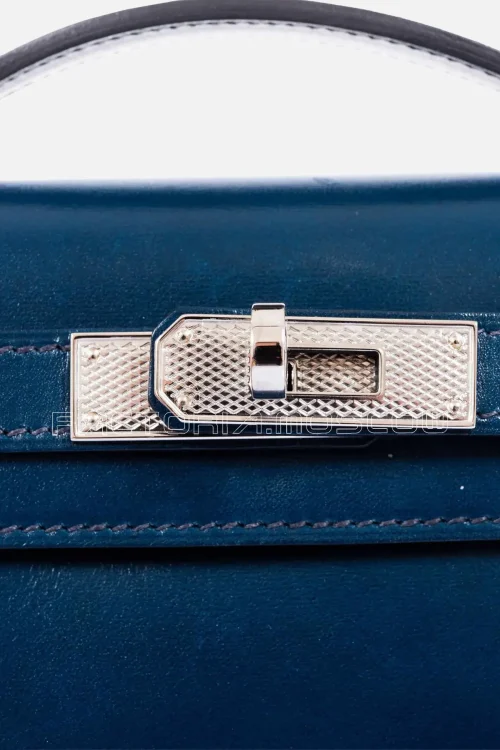 Hermes Kelly Cut Clutch Bleu De Prusse Box PHW
