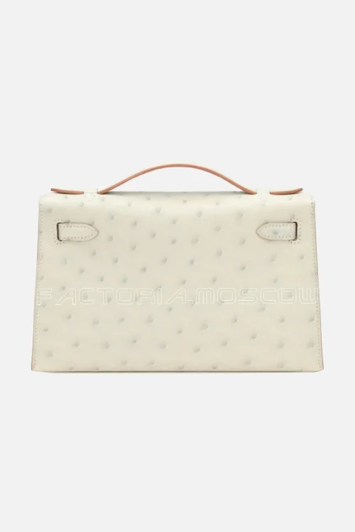 Hermès Kelly Pochette Gris Perle Ostrich PHW
