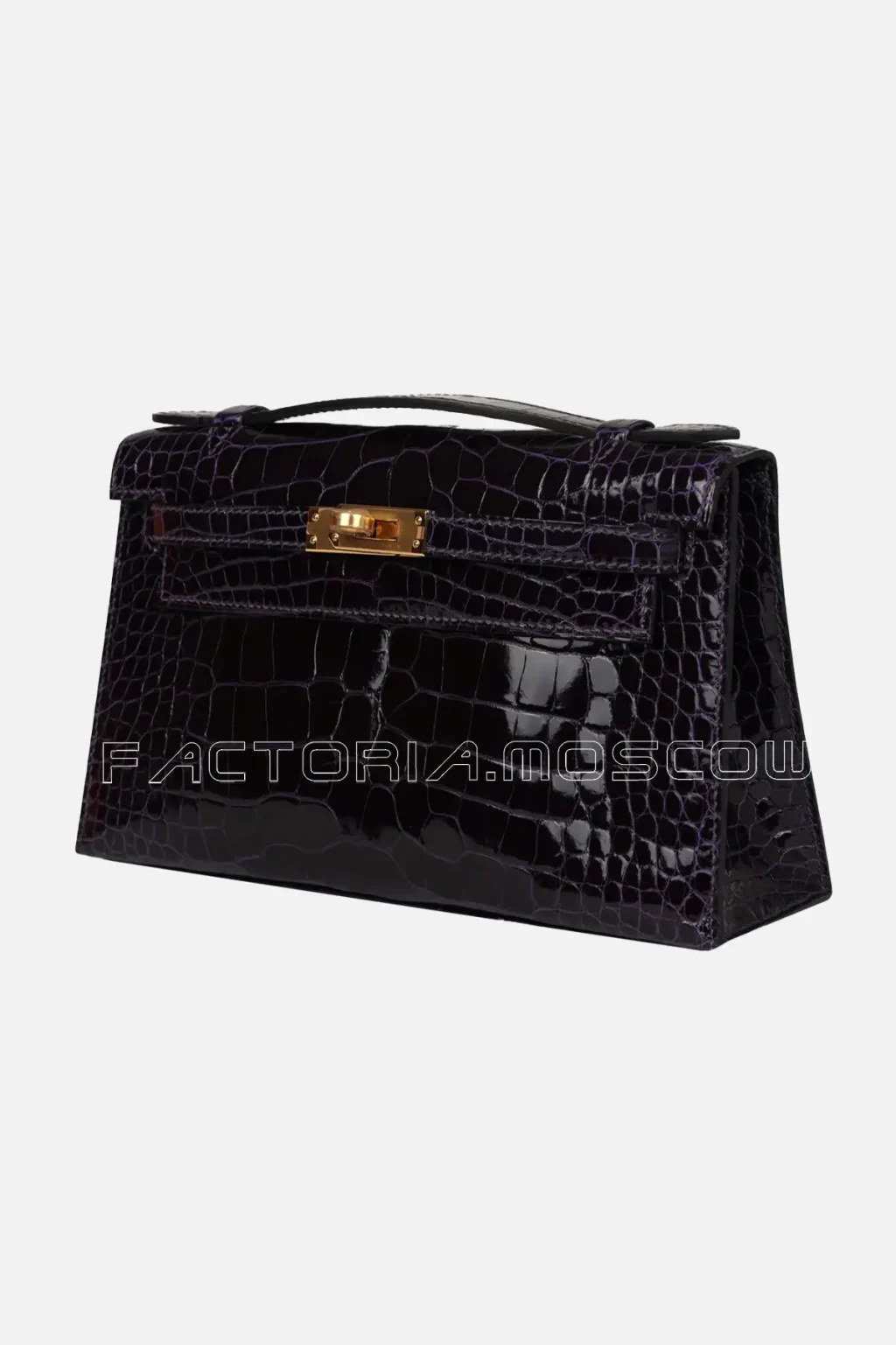 Hermès Kelly Pochette Shiny Alligator Mississippiensis Colour Amethyst GHW