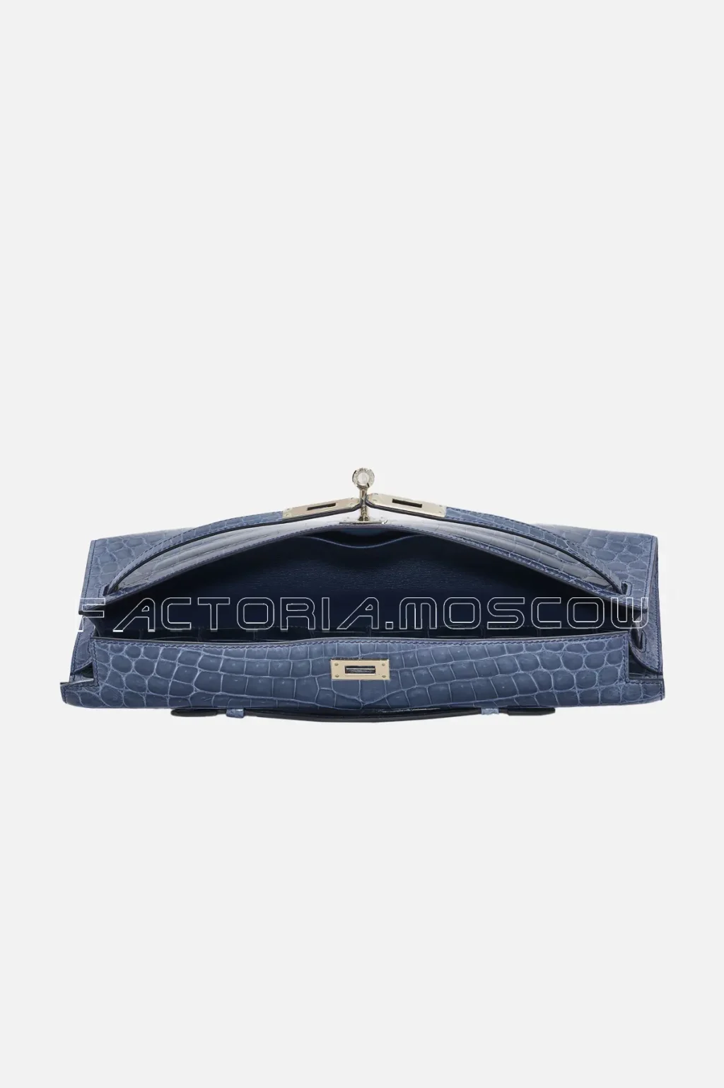 Hermes Kelly Cut Shiny Bleu Tempete Niloticus Crocodile PHW