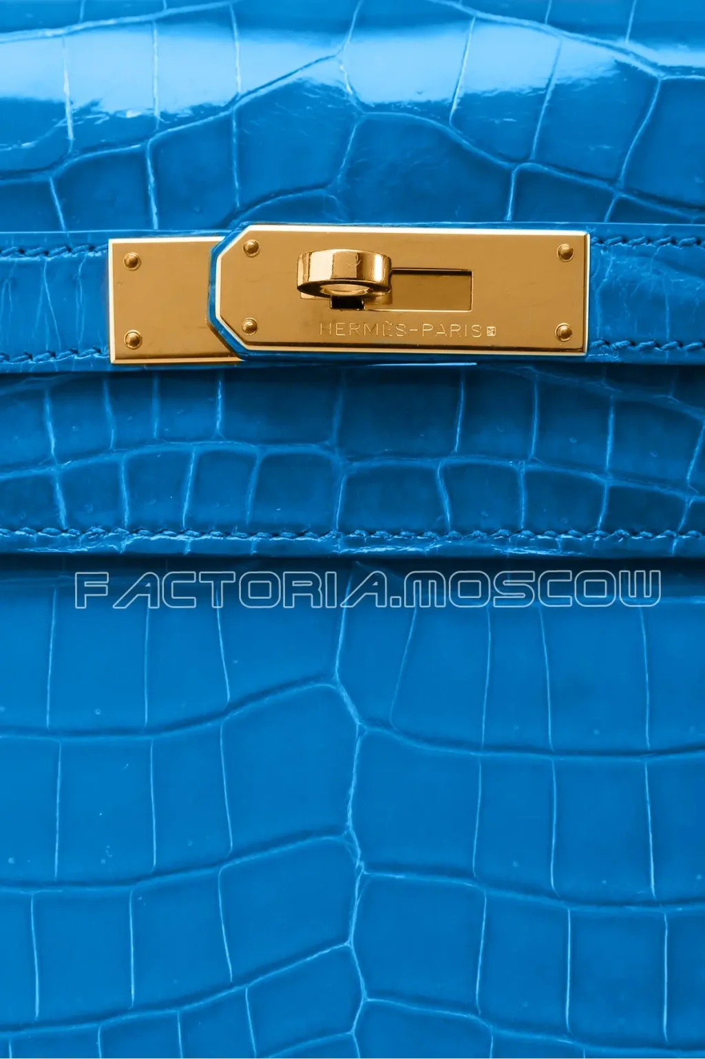 Hermes Kelly Sellier 32 Crocodile Niloticus lisse Blue Zanzibar GHW