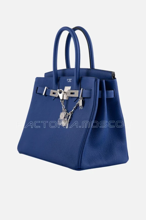 Hermes HSS Birkin 30 Blue Electric Togo Brushed PHW