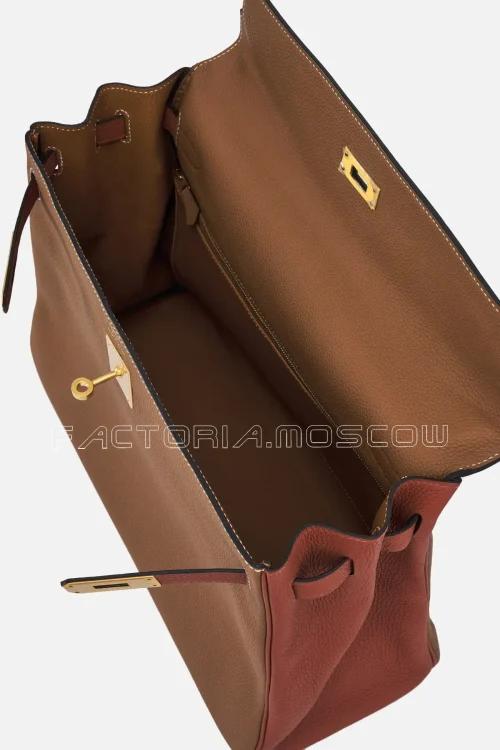Hermès Hss Kelly Retourne 35 Togo Colour Gold/Brique GHW