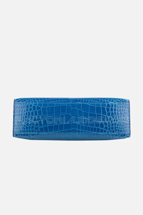 Hermes Kelly Pochette Mini Blue Mykonos Shiny Alligator PHW