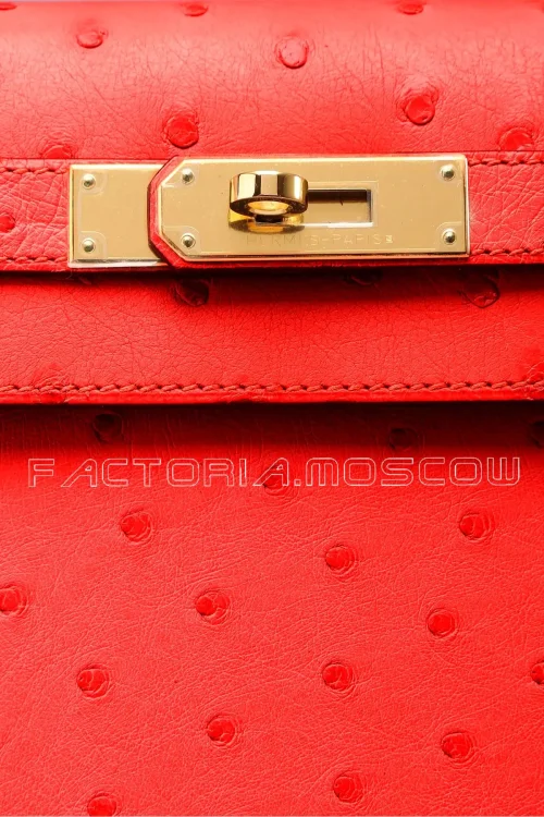 Hermes Kelly Sellier 32 Ostrich Geranium GHW