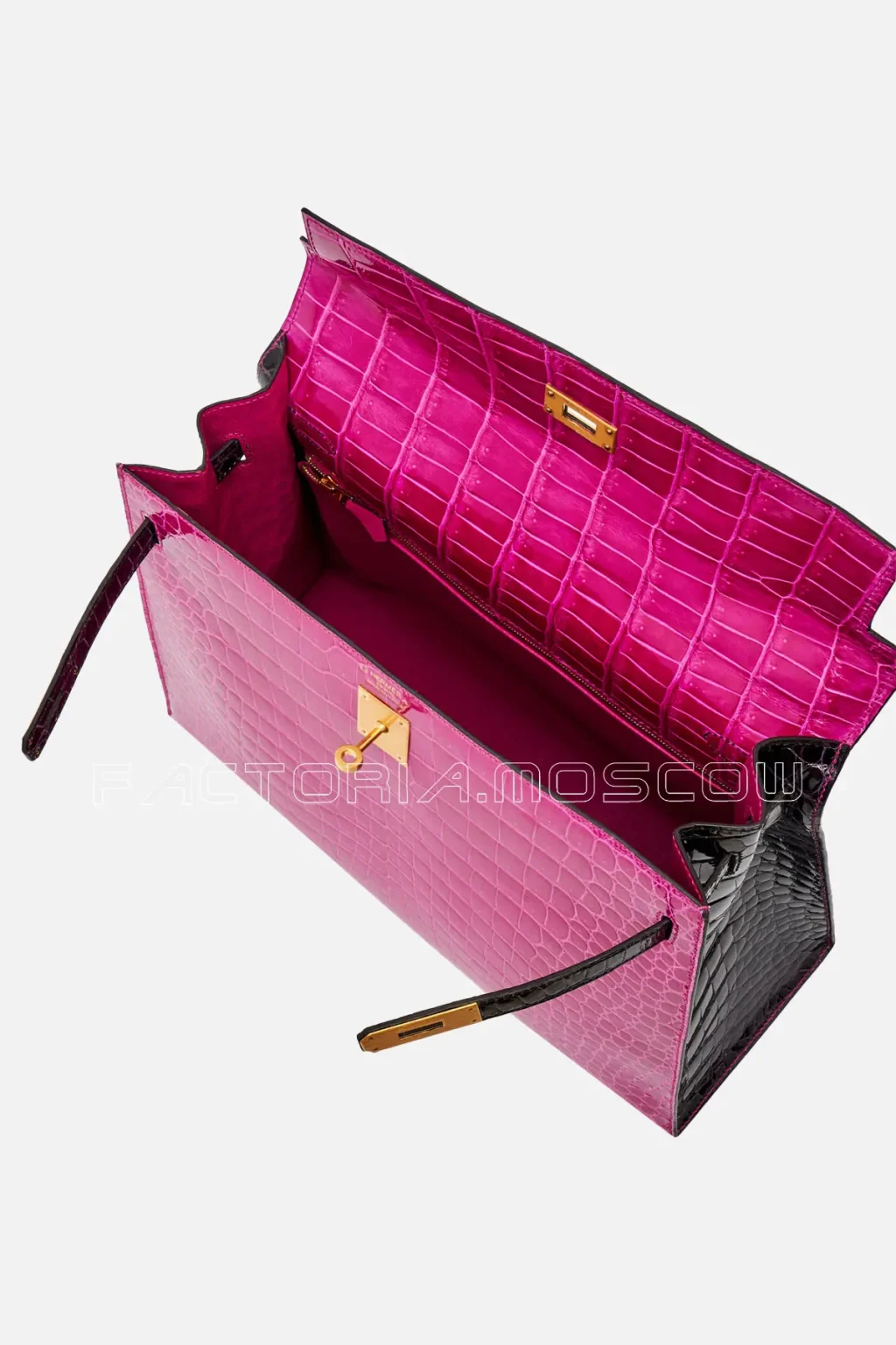 Hermès HSS Kelly Sellier 35 Crocodile Porosus Colour Rose Scheherazade/Aubergine GHW