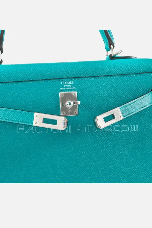 Hermès Kelly Sellier 25 Epsom Leather Colour Bleu Paon PHW