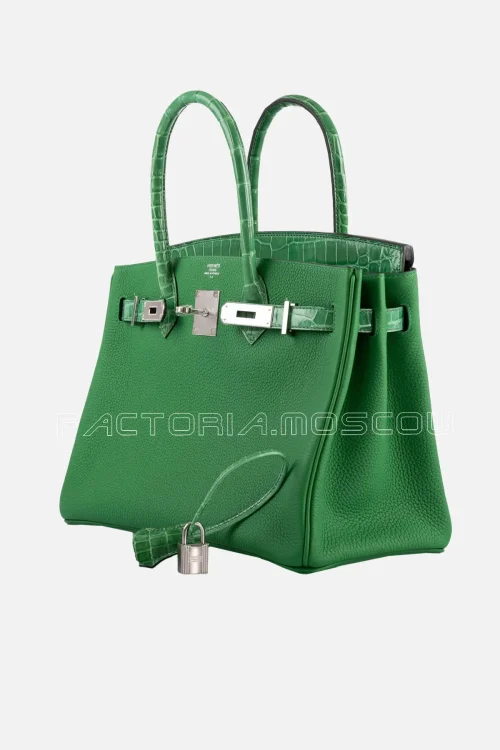 Hermes Birkin Touch 30 Bambou (Bamboo) Togo & Cactus Niloticus Crocodile PHW