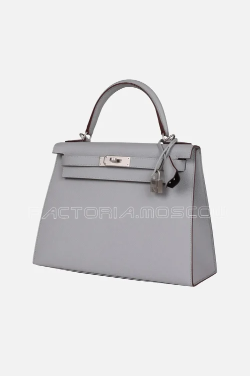 Hermès Special Order (HSS) Kelly Sellier 28 Bleu Glacier Verso Epsom Brushed PHW