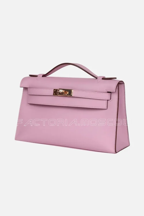 Hermès Kelly Pochette Swift Colour Mauve Sylvestre RGHW