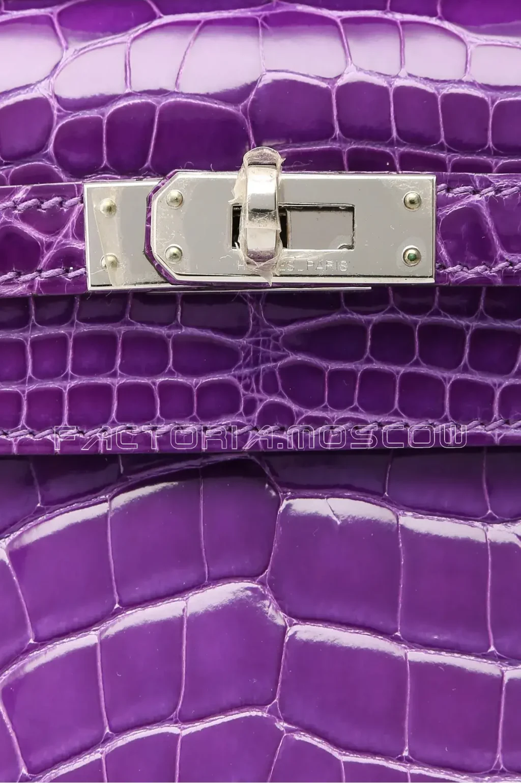 Hermes Kelly Pochette Shiny Alligator Colour Ultraviolet PHW