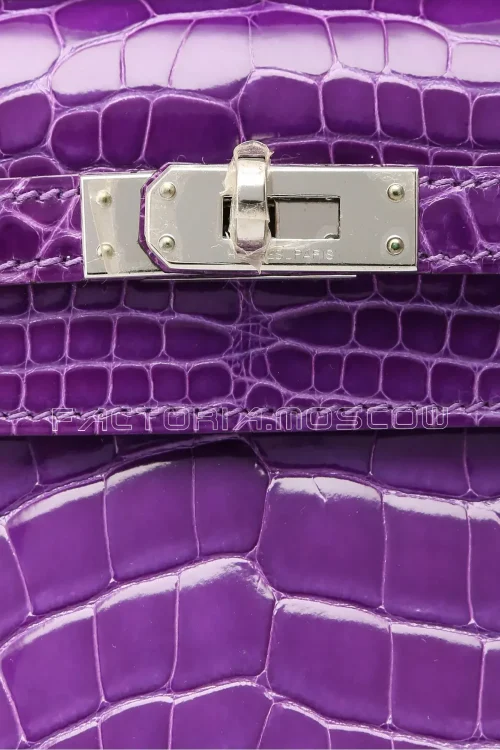 Hermes Kelly Pochette Shiny Alligator Colour Ultraviolet PHW