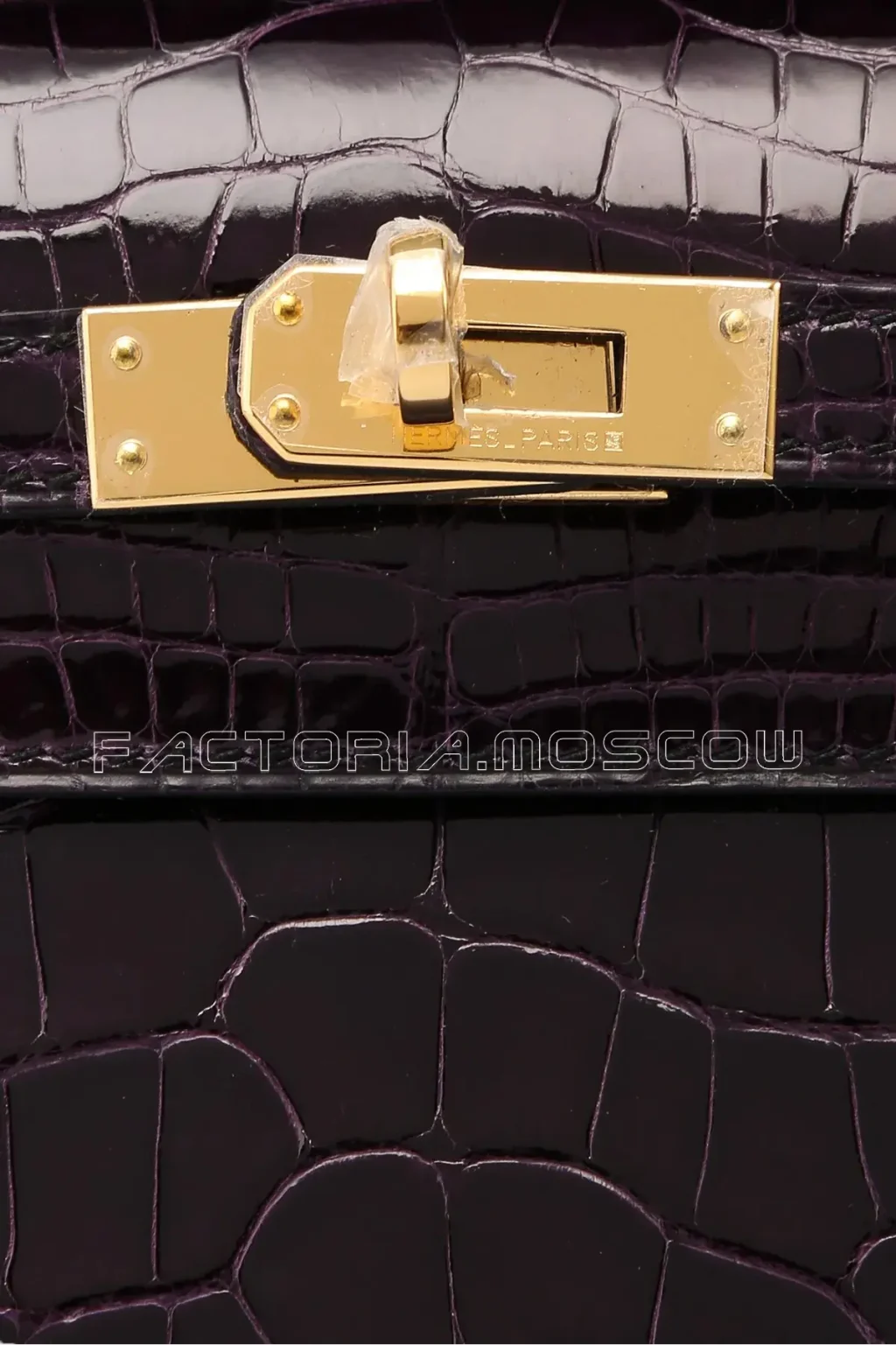 Hermes Kelly Pochette Shiny Aubergine Alligator GHW