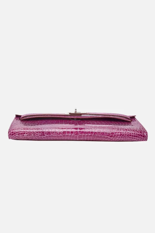 Hermès Kelly Cut Violet Shiny Porosus PHW