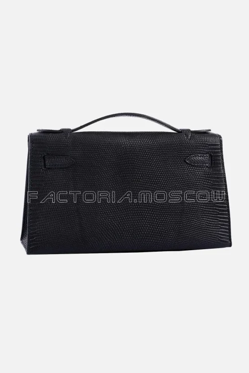 Hermes Kelly Pochette Clutch Matte Niloticus Lizard Colour Black PHW