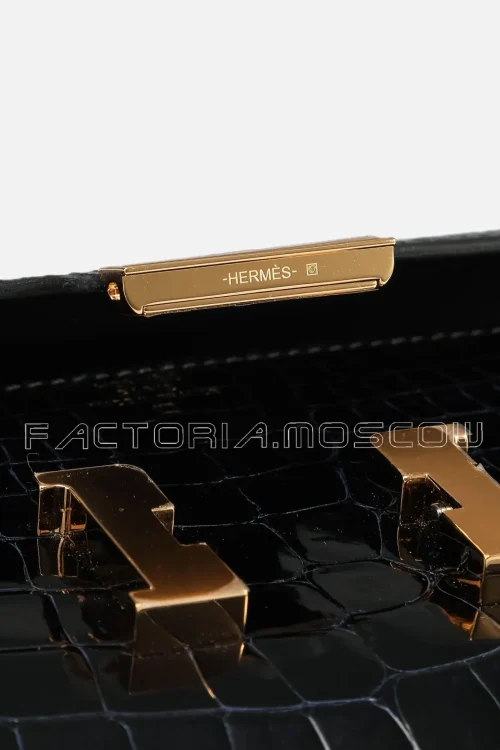 Hermes Constance Wallet Alligator lisse Blue Marine Hardware Ghw