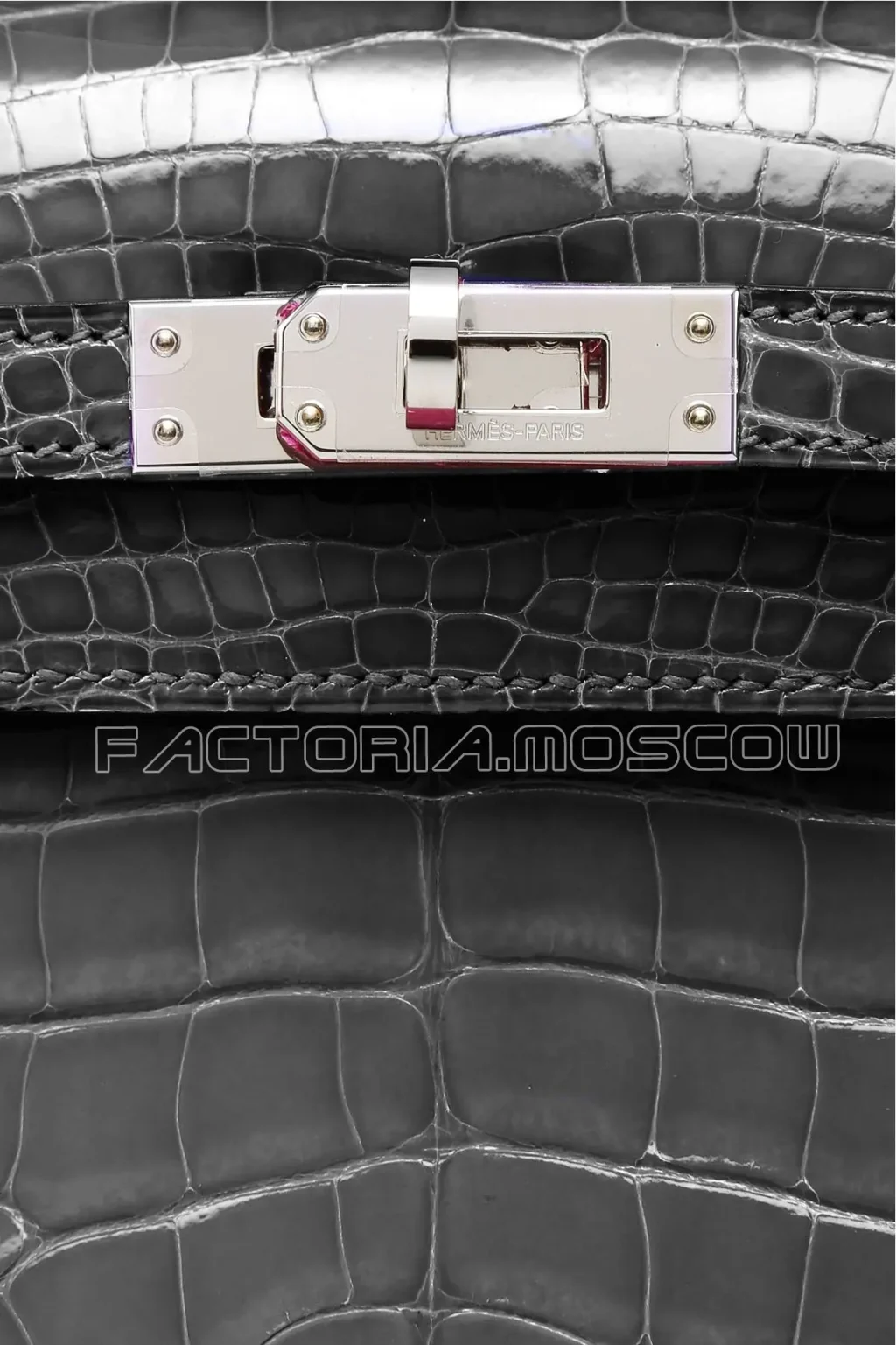 Hermes Kelly Pouchette Alligator lisse Colour Plomb PHW