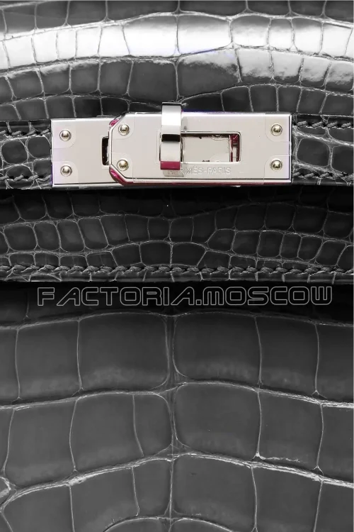 Hermes Kelly Pouchette Alligator lisse Colour Plomb PHW
