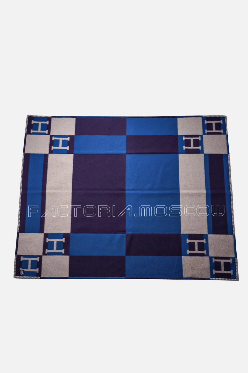 Hermes Blanket Avalon Bayadere Blue Marine Throw