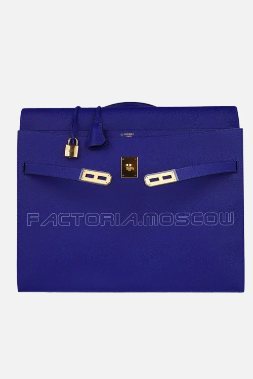 Hermes Kelly Depeche 38 Briefcase Epsom Blue Electric GHW