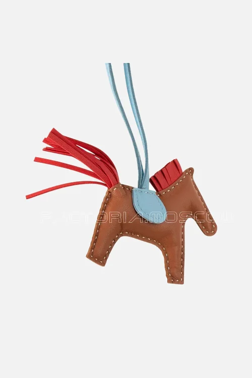 Hermes Rodeo PM Bag Charm Gold / Rouge Indien / Blue Celeste