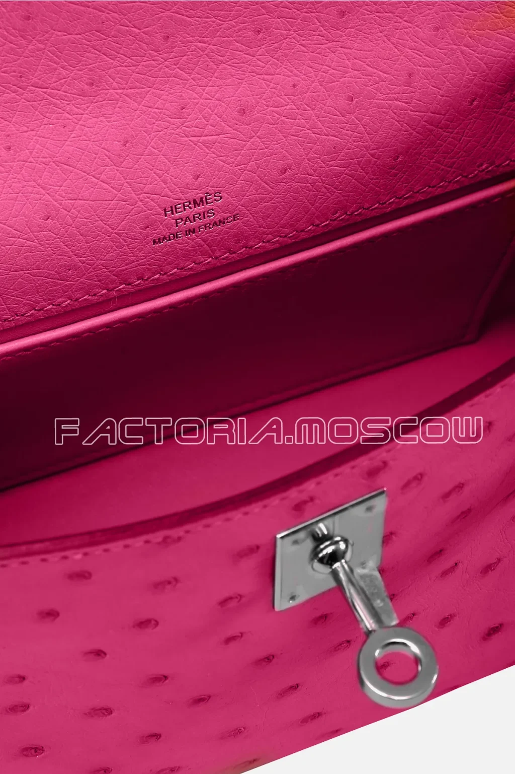 Hermes Kelly Pochette Ostrich Colour Fuchsia PHW
