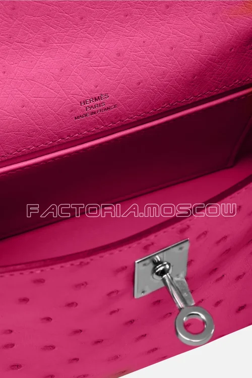 Hermes Kelly Pochette Ostrich Colour Fuchsia PHW