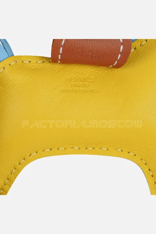 Hermes Rodeo PM Bag Charm Jaune de Naples / Blue Celeste / Gold