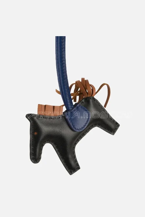 Hermes Rodeo PM Bag Charm Black / Blue Sapphire / Gold