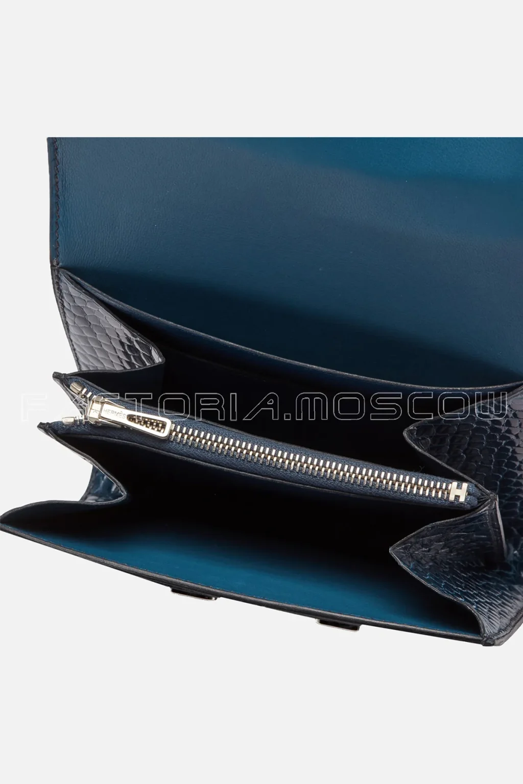 Hermes Constance Compact Wallet Alligator lisse Blue Colvert Hardware Phw