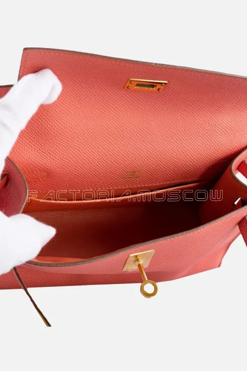 Hermes Kelly Pochette Epsom Colour Flamingo GHW